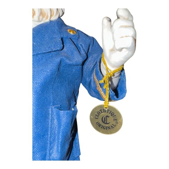 Clothtique By Possible Dreams Captain Wood Figure Santa Blue Suit White Hat 10" - Picture 9 of 16